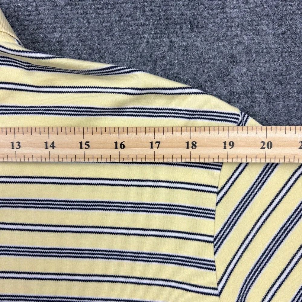 Polo Ralph Lauren Polo Shirt Mens L Yellow Blue Striped Preppy Golf Short Sleeve